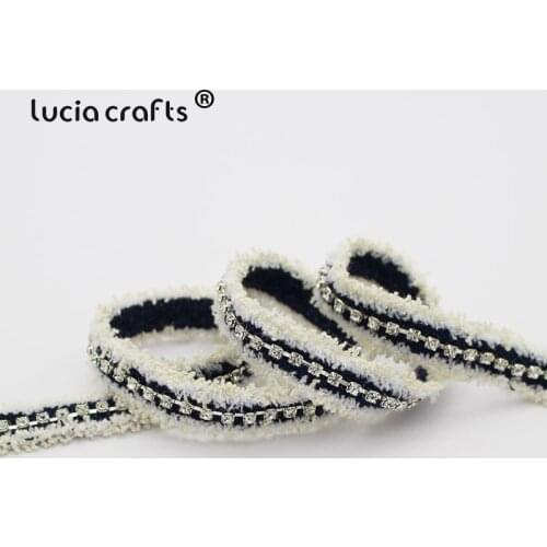 Lucia crafts 1yard Tassel Ribbon Trim Fabric Ribbon With Crystal DIY Costume Dress Sewing Materials P0814