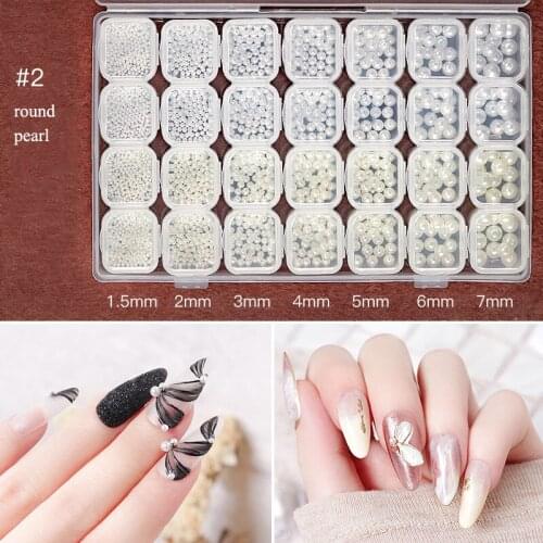 28 Grids Metal Rivet Pearl Nail Art Decoration Colorful Glitters With Hard Case DIY Nail Art Decorations