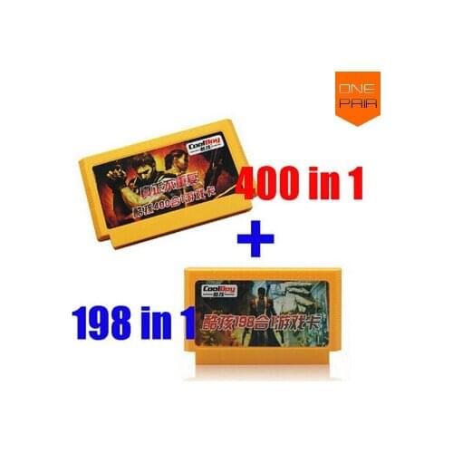 2015 new 8bit game cartridge classical game card one pair hot sale ------ 400 in 1 + 198 in 1 (yellow cart)