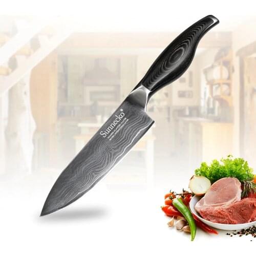 SUNNECKO 6" inch Chefs Knife Kitchen Knives Damascus Japanese VG10 Steel Core Razor Sharp Blade Cutting Tools Pakka Wood Handle