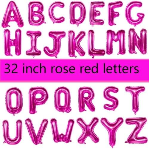Wholesale 32 Inch Rose Red Alphanumeric Balloons Birthday Party Wedding Aluminum Foil DIY Letter Globos Decoration