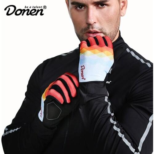DONEN Cycling Gloves Full Finger Sport Shockproof MTB Bike Touch Screen Gloves Man Woman Bicycle Sponge Long Finger Glove