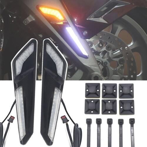 Motorcycle Front Brake Fork Mounted NAV LED Lights in Chrome or Black For Honda Goldwing GL1800 F6B 2018-UP 2019 2020