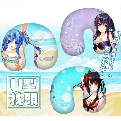 Anime Date A Live Yatogami Tohka Himekawa Yoshino U Neck Pillow Cushion Travel Warm Winter Cartoon Plush Toys 7197