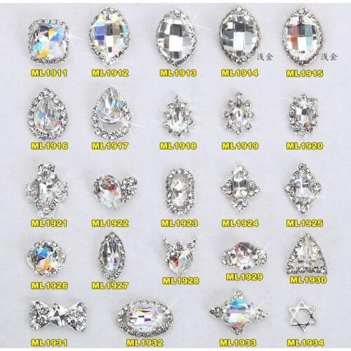 10Pcs/Lot Rhinestone Nail Charms Plated Alloy Nail Art Decorations 3D DIY Manicure Tools Colorful diamond drops shining crystal