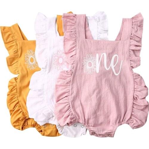 Pudcoco USPS Fast Shipping New Fashion 0-24M Baby Girls Bodysuit flower Printed Jumpsuits Ruffles Sleeveless Open Crotch Romper