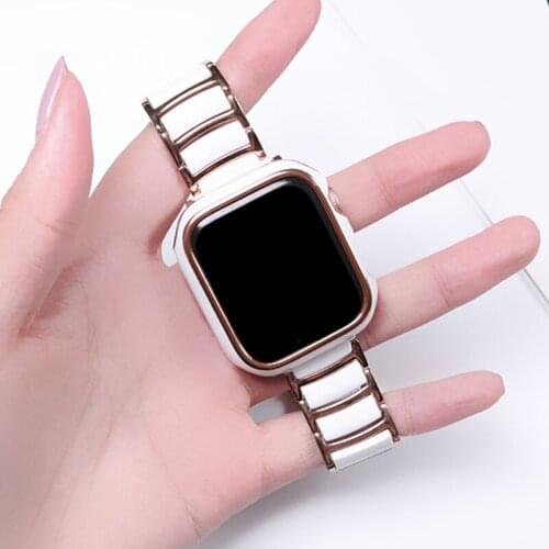 Protective Case Straps For Apple Watch 6 Band SE Strap 44mm 40mm Ceramics Watchbands For Applewatch 3 42mm 38mm iWatch 5 4