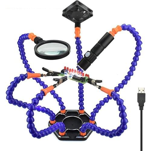 Six-jaw Multi-function Aluminum Alloy Soldering Station, Model Airplane Accessories Installation Station, Through Machine