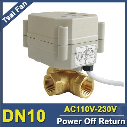 TF10-BH3-C AC110V-230V DN10 Power Failure Return Valve Horizontal 3 Way T/L Type Brass 3/8'' For Water Auto Control