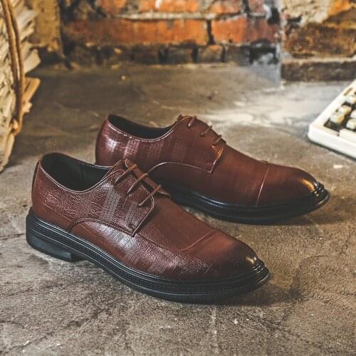 New Fashion British Casual Men Leather Shoes High Quality Wedge Formal Dress Loafers Business Wedding Work Oxfords Luxury Shoes
