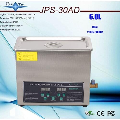 Fast shipping RU EU warehouse in Stock dual 28/40KHZ 220v/110v ultraonic cleaner bath timer &heater function PS-30AD 6L