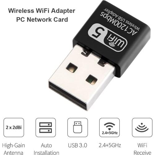 WD-4609AC 1200Mbps Mini USB Wireless WiFi Adapter Dual Band 2.4G 5G High Speed Network Card RTL8812 802.11b/g/n Ethernet Receive