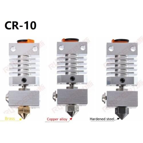 Top quality Metal Extruder Hotend hardened steel/copper/brass Nozzle Heating Block for Ender3/3Pro CR10/20 3d printer parts