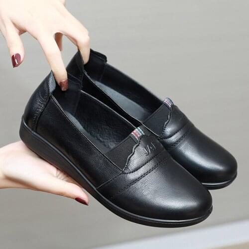 Women Flats 2021 Newest Genuine Leather Non-slip Anti-Odor Moccasins Summer Comfort Breathable Handmade Female Leather Shoes