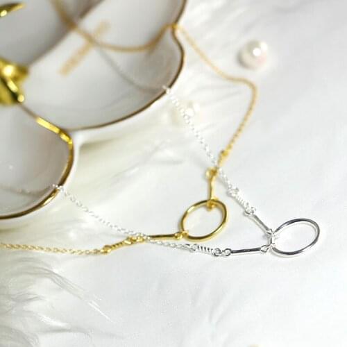 Silver 925 Jewelry European and American Fashion Circle Necklace 925 Sterling Silver Clavicle Necklace for Women