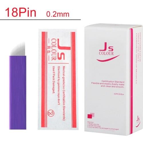0.2mm Purple 18pins Permanent Makeup Eyebrow Flex Tattoo Needles Blade For 3D Microblading Lamina Blade Agulhas Tebori