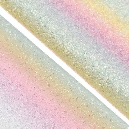 1/2 Yard Gradient Rainbow Color Glitter Synthetic Leather Fabric For Garment Clothes DIY Sewing Patchwork Material