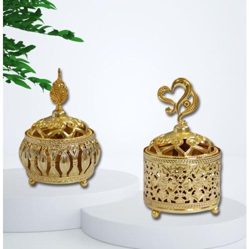1 Pc European Style Incense Burner Carved Brass Aroma Censer Charcoal Cone Burner Incense Cone Stick Holder for Bakhoor Oudh