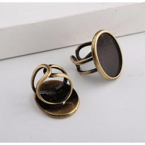 Onwear 10pcs copper bronze bezel ring blanks 18x25mm cabochon base settings diy accessories for rings making