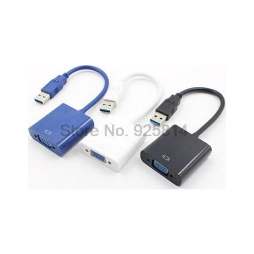 By dhl or ems 20pcs USB3.0 Video Graphic Card Display External Cable Adapter 1080P/ USB 3.0 to VGA Adapter Connector