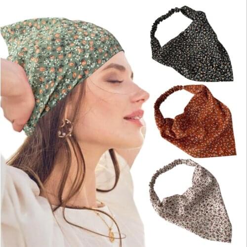 2021 Boho Flower Print Hair Scarf Floral Triangle Bandanas For Women Girls Elastic Hair bands Headband Hair Accessories