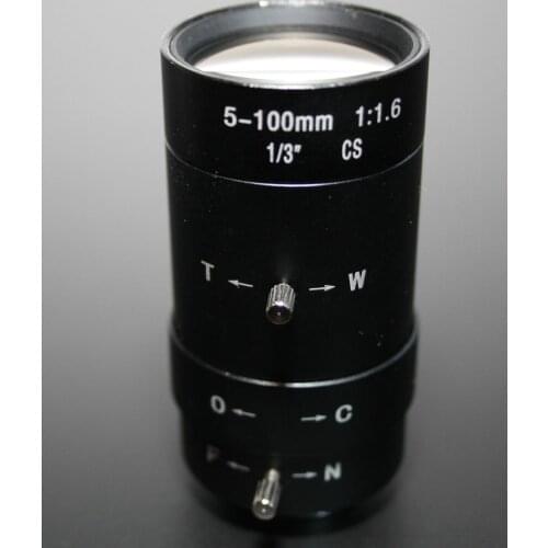 5-100mm Varifocal Manual Iris CCTV zoom lens 1:1.6 1/3 F1.6