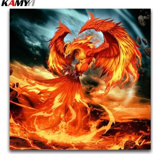 5D DIY Diamond painting Cross stitch Sun god Full Square Diamond embroidery Phoenix Fantasy Round Diamond mosaic Cartoon bird 02