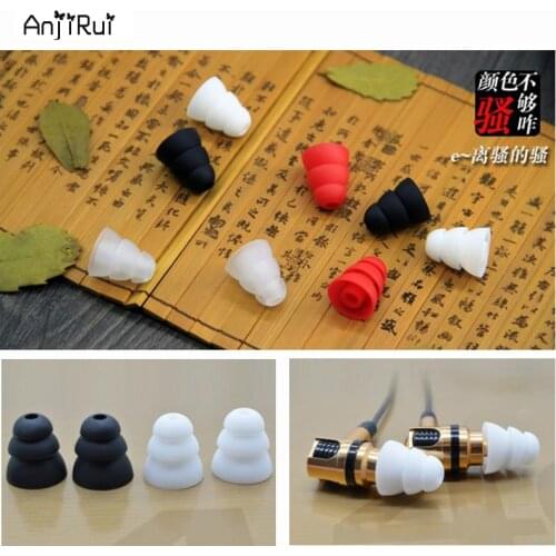 6 pcs/3 pair.4mm black (LMS) Ear Pads/cap Silicone Inserts Ear tips Earplug Earpieces Kidney Tips for In-Ear Headphones Pads