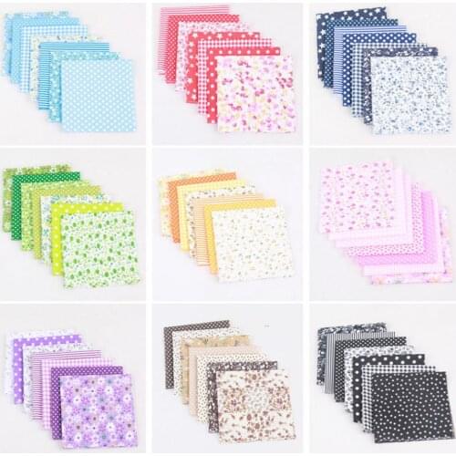 Floral Print Cotton Fabric Sewing Patchwork Cloth Material Handmade Vintage Mixed Style Sewing Patchwork 25*25cm 7pcs Cheer Bows