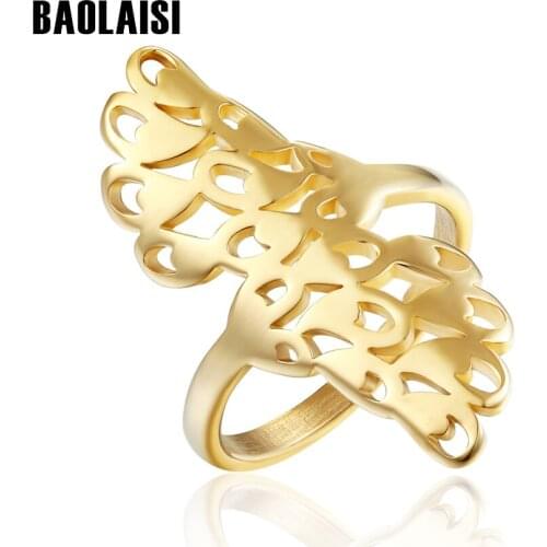 BAOLAISI 2017 Brand New Eagle Shaped Trendy Hyperbole Ring Gold-Color Stainless Steel Rings For Women Party Populor Jewelry