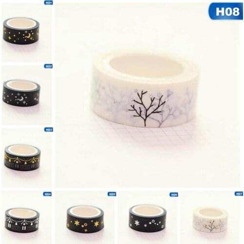 Black Moon Stars Washi Paper Masking Tapes Gold Silver stamping Decorative Adhesive Tape Scrapbooking Christmas Decor Gifts