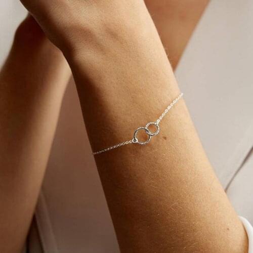 Stainless Steel Double Circle Bracelet for Women Lock Chain Hand Chain Hand Accessories Bracelet Jewelry Best Gift