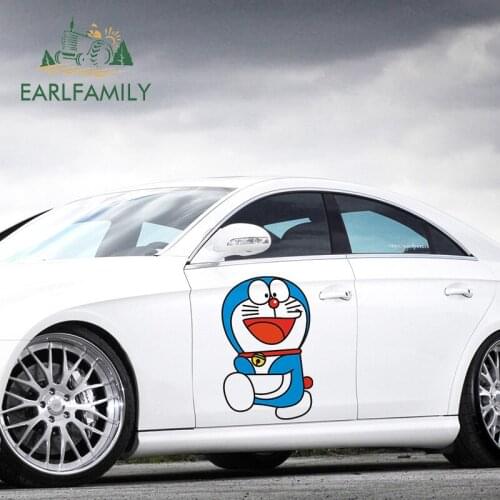 EARLFAMILY 43cm x 27.7cm For Doraemon Vinyl Material Fine Decal Sunscreen Fine Car Stickers Motorcycle Scratch-Proof Decor