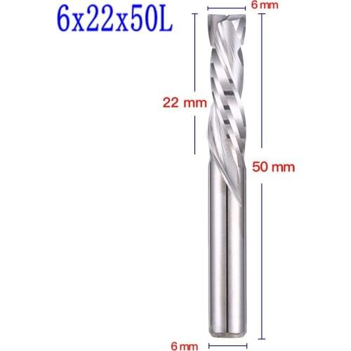 30pc 6X22X50L UP &DOWN Cut Two Flutes Spiral Carbide Mill Tool Cutters for CNC Router, Wood End Mill Cutter Bits