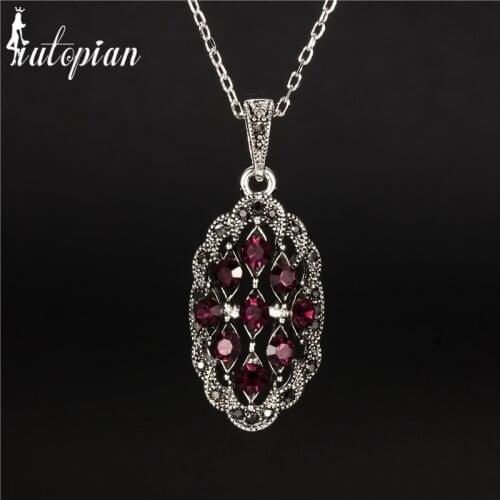 Iutopian Amazing Vintage pendant necklace For Women 5 Colors Antique With Shinning Crystal Top Quality #N1821