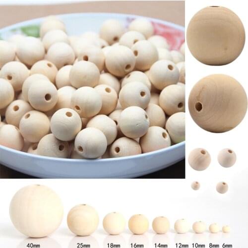 2-300pcs 6/8/10/12/14/16/18/20/25/30mm Wooden Spacer Beads Natural Color Round Eco-Friendly Loose Wood Bead DIY Jewelry Making