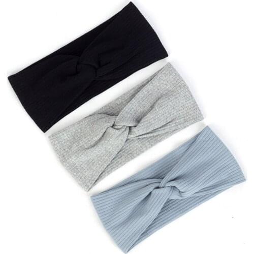 Fashion Cross Knot Headband For Women Female Solid Ribbed Elastic Hairband Girls Turban Wraps Bohemia Accessories Knotted Cotton
