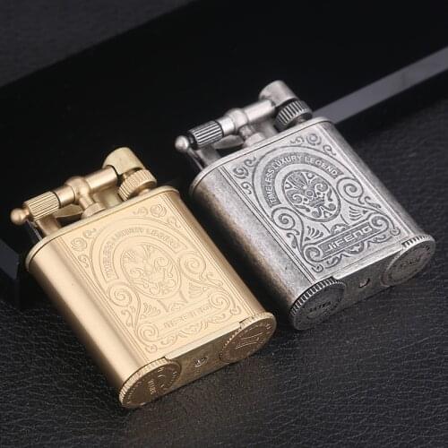 Old Type Fashion Torch Lighter Turbo Windproof Butane Cigarette Inflatble Gas Lighter Metal Copper Outdoor Cigar Gift For Men