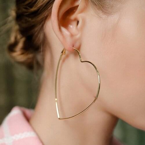 New Cute Hollow Big Heart Hoop Earrings For Women Gold Silver Color Copper Simple LOVE Trendy Romantic Jewelry Nice Gifts Friend