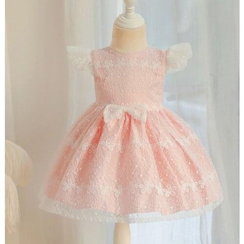 Baby girl dress summer dress elegant bow lace mesh children dress new year dress princess dress flower girl wedding party dress