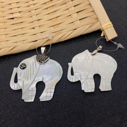 Natural Freshwater Shells Elephant-shaped Diamonds Exquisite Necklace Pendants for DIY Womens Earrings Aura Healing Jewelry