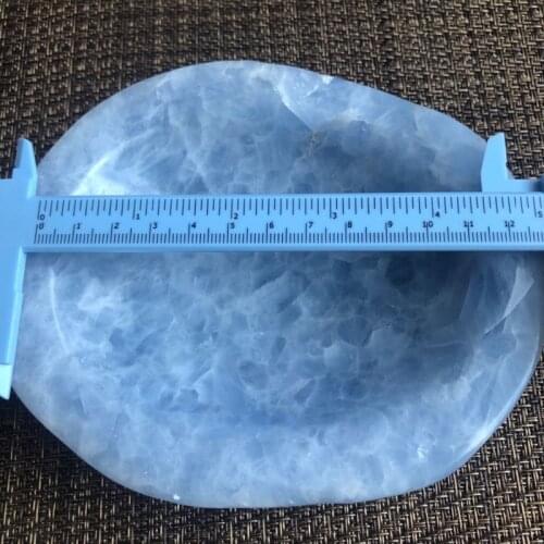 Natural blue celestite quartz crystal oval bowl blue calcite quartz crystal
