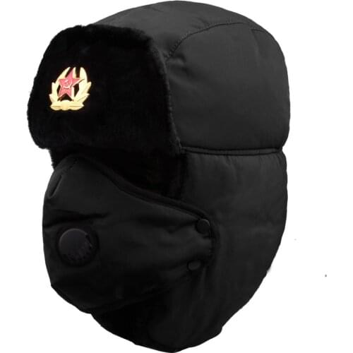 USSR CCCP bomber hat with thicker wool Russian CCCP warm winter hats ears protected