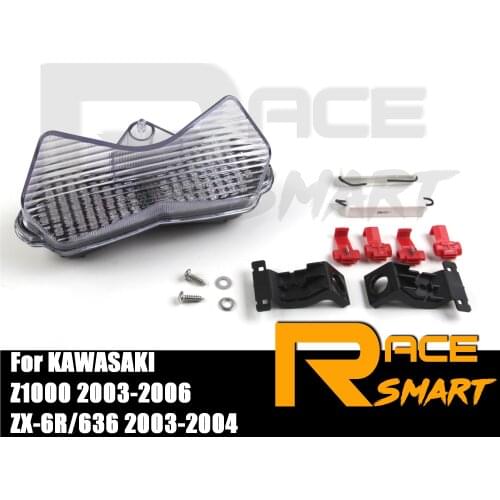 Motorcycle LED Turn Signals Brake Tail Light Taillight For KAWASAKI Ninja ZX-6R ZX636 2003 2004 ZX6R ZX-636 ZX 6R 636 03 Clear