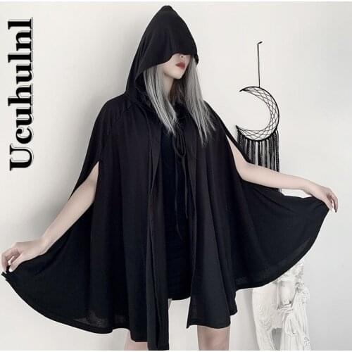 Ucuhulnl European and American Dark Gothic High Priest Cloak Vampire Coat Lolita Sleeveless Hooded Windbreaker Cloak