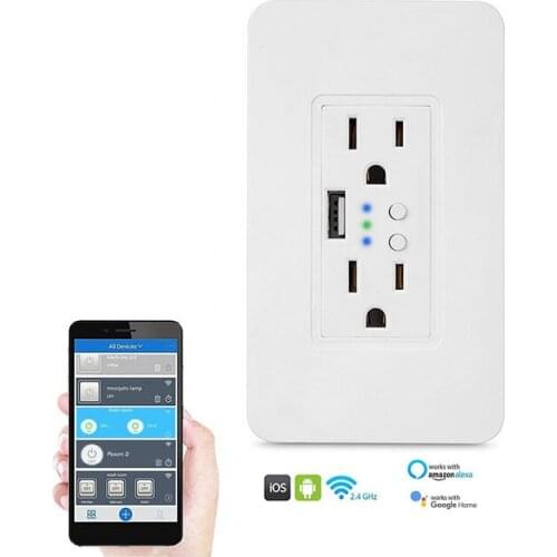 Smart home use tuya plug smart life application to control wall socket American standard 100-250V 16Amp