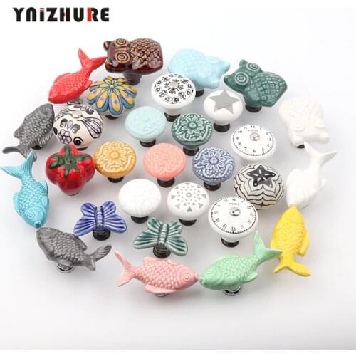 1Pc Vintage Color Multi Designed Ceramic Daroca Cabinet Drawer Knobs Kids Cupboard Door Knobs Dressser Wardrobe Pull Handles