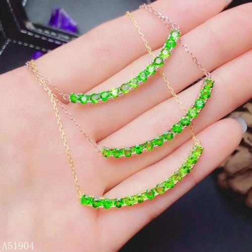 KJJEAXCMY boutique jewelry 925 sterling silver inlaid natural diopside gemstone female necklace pendant support test