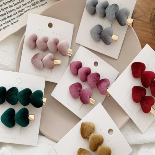 1 pcs Velvet love hair clip sweet bangs clip hairpin Headwear for Women Girls side clip hair accessories