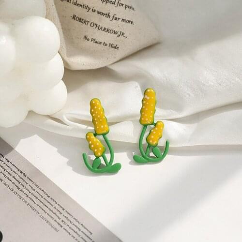 2020 New Arrivals Fashion Plants Stud Earrings Female Cute Reed Clip On Earrings No Piercing for Women Girl Jewelry